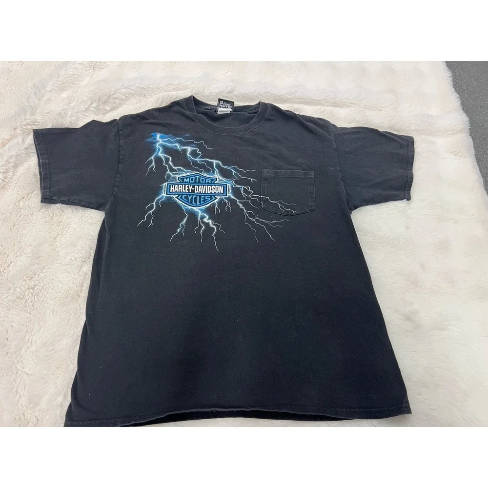 Harley-Davidson Shirt Mens Large Manitowoc WI Lightning Pocket